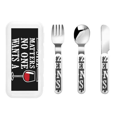 

Zeuib Wine Funny Print 3 Pieces Children Fork Spoon Knife Set with Travel Case for Lunch Box Stainless Steel Kids Silverware Flatware Set Kids Utensil Set for School (Fork Spoon Knife)