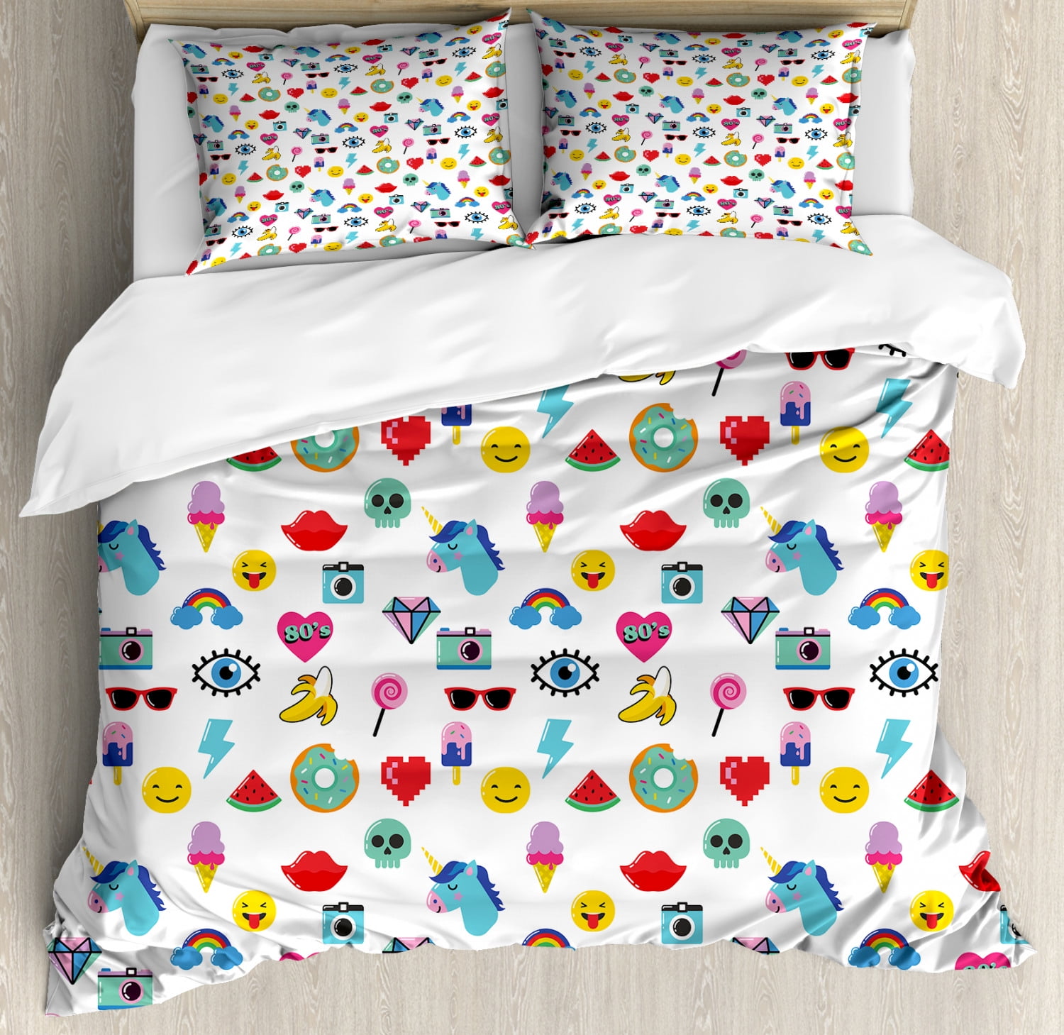 5 Piece Bed In A Bag Sheets & Sham Girls Emoji Black Icons Twin Comforter 