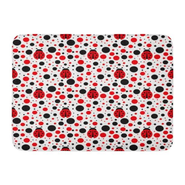 KDAGR Red Bug Ladybug Blue Lady Pattern Baby Ladybird Black Doormat