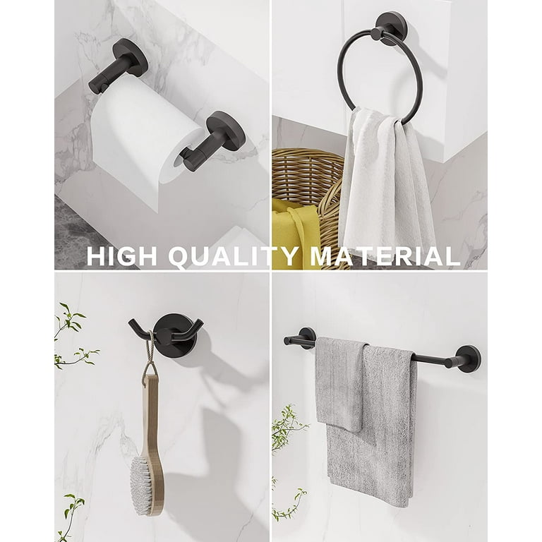 Black Toilet Roll Holder And Towel Ring Imperium Matt Black - Main Image