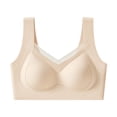 thumbnail image 2 of Womens Wireless Support Bra Wide Strap Mesh V-Neck Smoothing Shaping Everyday Brassiere White XXL, 2 of 6