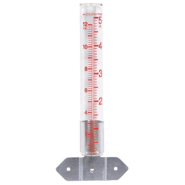 Pluviómetro AcuRite con tubo de vidrio de 12 cm y soporte metálico