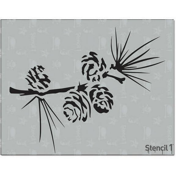 Stencil1 Pine Branch Stencil 8.5" x 11" - Winter Stencil Holiday Nature Art Craft