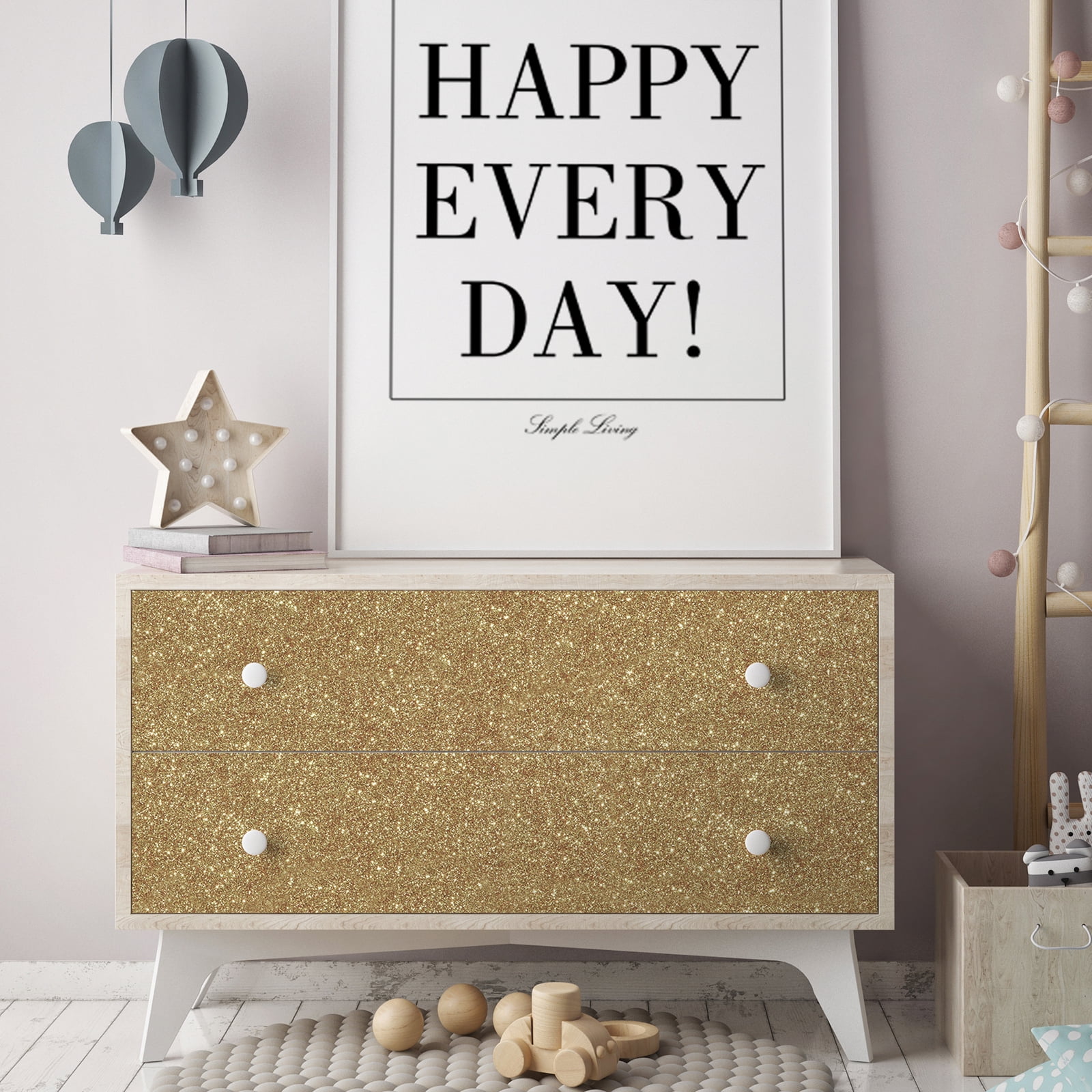 CHIHUT Champagne Gold Glitter Contact Paper for Bedroom Peel and Stick Glitter Wallpaper for Countertops Waterproof Self Adhesive Wall Paper Decorative Vinyl Roll for Kitchen Cabinets 15.7"x236"
