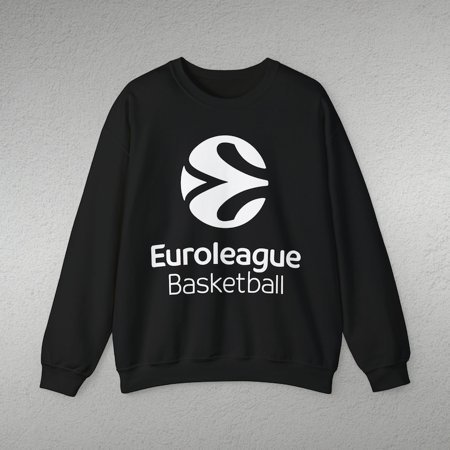 Euroleague Basketball Logo sweatshirt, Casual Basketball Tee,Black-White European Basketball Shirt.