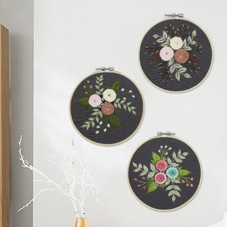 Monfince DIY Embroidery Flower Material Set Handwork Needlework for Beginner  Cross Stitch Kit Ribbon Painting Embroidery Hoop Home Decor 