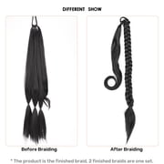 2Pcs Black Ponytail Braid 86cm, Jademall Synthetic Hair for Weaving Ponytail Extensions, Womens Long Hair Accessories, DIY Braided Hair for Ladies