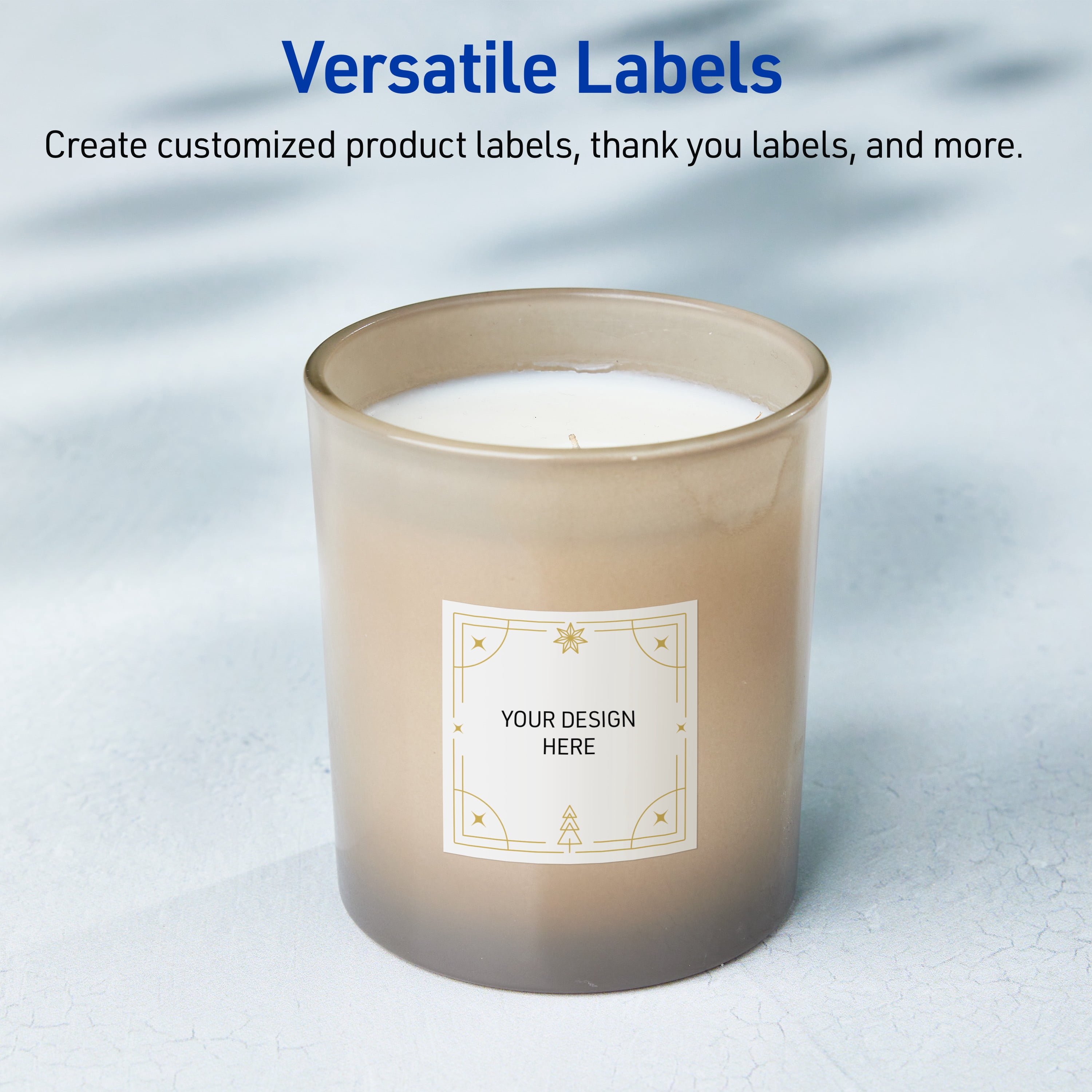 Avery Labels, 3" x 3", Glossy White, Metallic Gold Christmas Trees