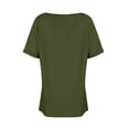 thumbnail image 4 of Women’s Deep V Neck Short Sleeve Loose Fit Casual Top Soft Lightweight Relaxed Fit Tee for Daily Wear Office Travel School Army Green L, 4 of 5