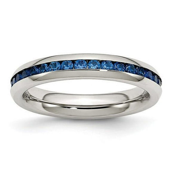 Stainless Steel 4mm September Blue CZ Ring