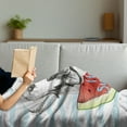 thumbnail image 3 of Labrador Soft Flannel Fleece Throw Blanket, Hello Summer Words with a Sketch Style Retriever Dog and Fresh Watermelon Slice, Cozy Plush for Indoor and Outdoor Use, 70" x 90", Multicolor, by Ambesonne, 3 of 5