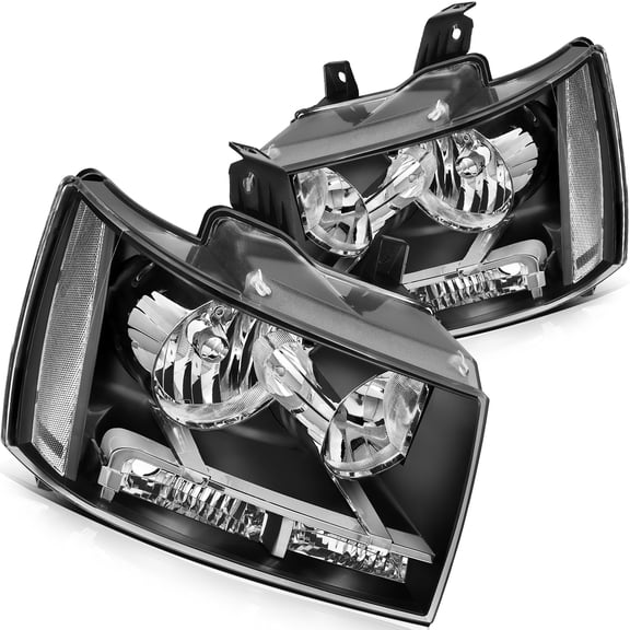 AUTOMUTO Headlight Assembly Black Housing Clear Lens for Chevrolet Avalanche 2007-2013,for Chevrolet Suburban 1500 2007-2014,for Chevrolet Suburban 2500 2007-2013, 1221-0120L