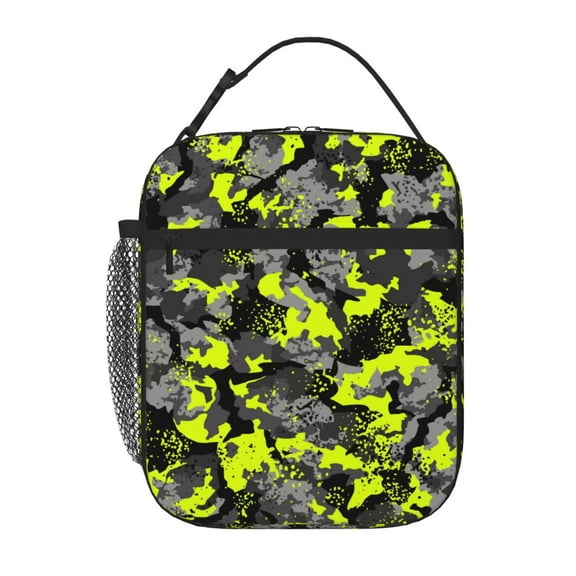 Army Camoufalge Lunch Box Insulated Lunch Bag For Boys Girls,Green Camo Reusable Waterproof LunchBox Cooler Tote Bag for School, Work, Picnic