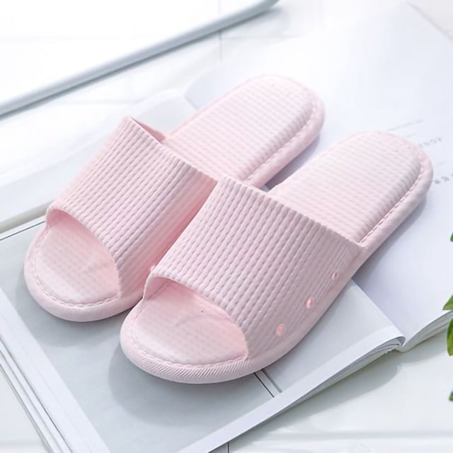 Sandalias de baño unisex antideslizantes para la ducha, suaves y silenciosas, para interiores, de verano, color rosa, talla 40-41 (para 39-40)