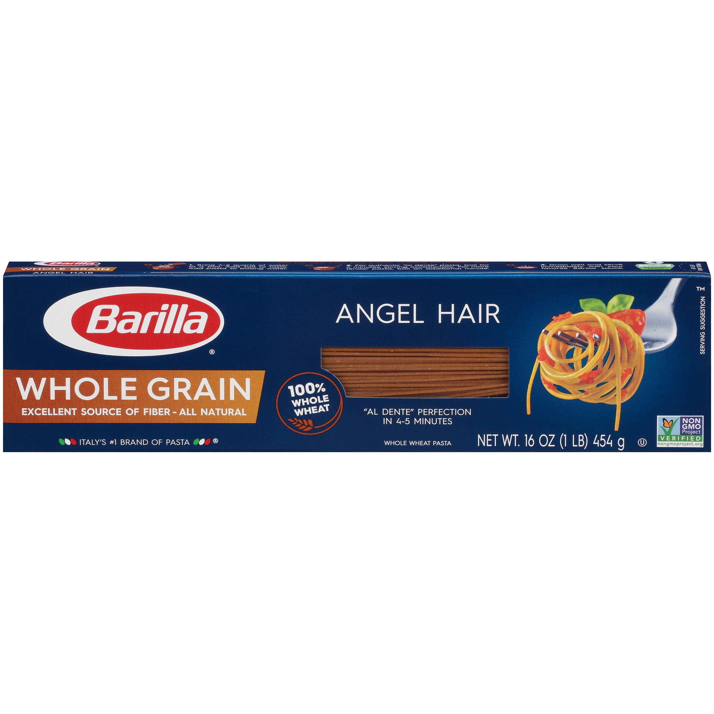 (6 Pack) Barilla Whole Grain Angel Hair, Whole Wheat, 16 ...