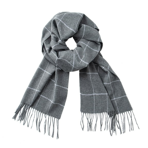 Calvin & Olivia Ultra-Soft Comfort Feel Unisex Winter Solid Plain Scarves Wool Feel Classic Super Soft Luxurious Scarf Gray Square Plaid