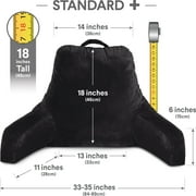 Husband Pillow Black, Original Reading Pillow in Bed Rest Chair, Shredded Memory Foam Large Lounge Cushion Adult Backrest with Arms, Comfy Back Support for Sit Sitting Up, Washable / Removable Cover