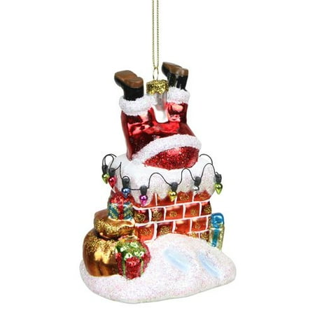 Christmas Chimney - Northlight Seasonal Glass Santa with Chimney Decorative Christmas Ornament