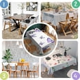 thumbnail image 5 of Purple Flower Butterfly Pattern Rectangle Tablecloth 60"x102",Waterproof Polyester Rectangle Table Cloth, Wipeable Spillproof Polyester Tablecloth for Dining, Camping, Indoor and Outdoor, 5 of 6