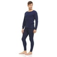 thumbnail image 4 of BILLIONHATS 2 Piece Thermal Sets for Men, Base Layer Long Johns Underwear, Top & Bottom, Cotton, Solid Colors Navy Blue, 4 of 7