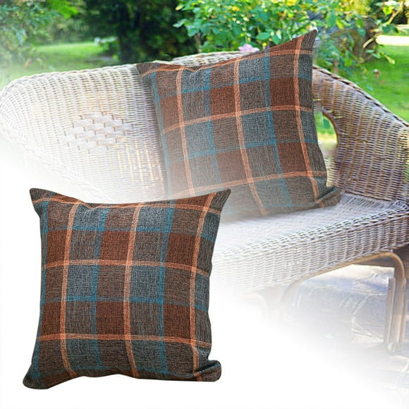 Checkered Linen Sofa Cushions Living Room Pillows Backrests Decorative Pillowcases with Insert 45x45cm Soft Comfortable Stylish Home