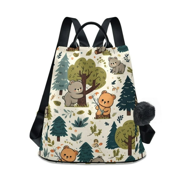 Travel Backpack for Women Large Capacity College Bags Multi-pocket Casual Daypacks 15 Inch Hand Drawn Whale Stars Cartoon Bear with Tree