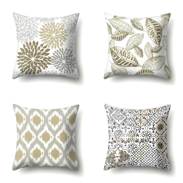 Juego de 4 fundas de almohada decorativas con diseño geométrico de hojas de la nueva serie Living, funda de cojín de 18x18 pulgadas, 45x45 cm