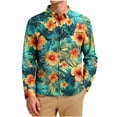 thumbnail image 2 of Cllios Hawaiian Shirt for Men Funny Tropical Graphic Holiday Tops Comfy Cuban Collared Long Sleeve T-shirts Cotton Button Down Bowling Shirts with Pocket S-5XL, 2 of 7