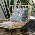 thumbnail image 2 of Amrita Sen Designs  20 x 20 in. Paisley Leaf Geo Broadcloth Indoor & Outdoor Zippered Pillow - Muted Blue & Red, 2 of 5