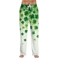 thumbnail image 2 of Fabrcox Saint Patricks Day Men's Pajama Bottoms Slim Fit Elastic Waist Drawstring Green Shamrocks Print Mens Pajamas Bottoms Casual Soft Wide Leg Sleepwear Pants, 2 of 7