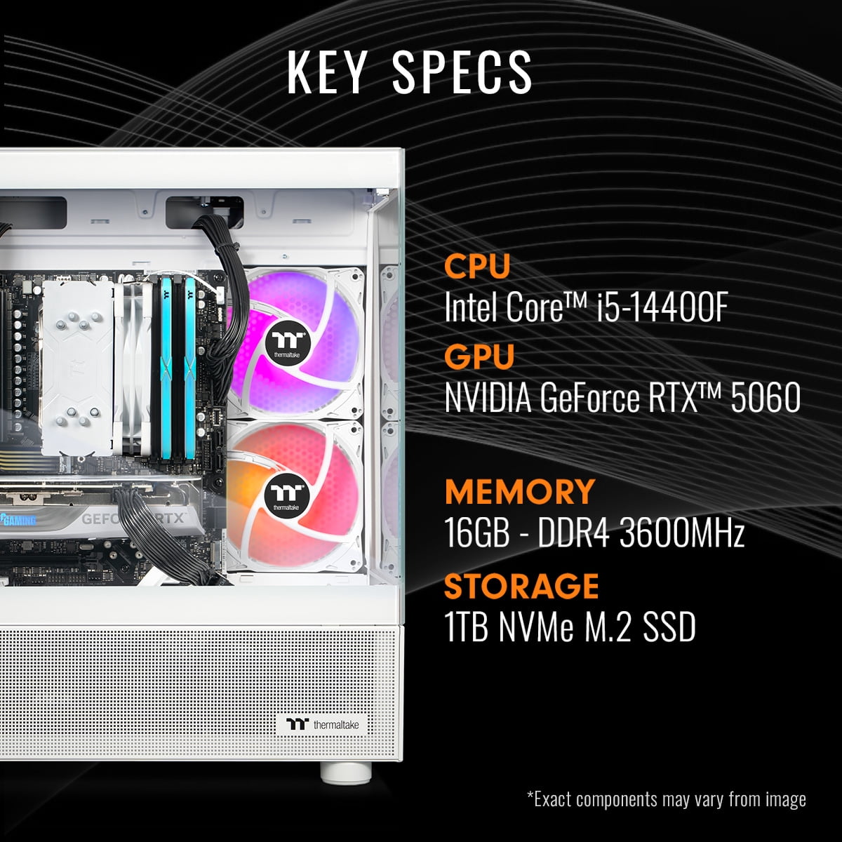 Thermaltake Gaming Desktop PC NE i1460S-V170S Intel Core i5-14400F 16GB DDR4 1TB SSD GeForce RTX 5060
