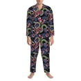 thumbnail image 3 of Fotbe Snake And Flower Pattern Long Sleeve Pajama Set for Men,Sleepwear Set,2-piece Loungewear Set,Soft PJs Comfy Nightwear with Pockets-Medium, 3 of 7