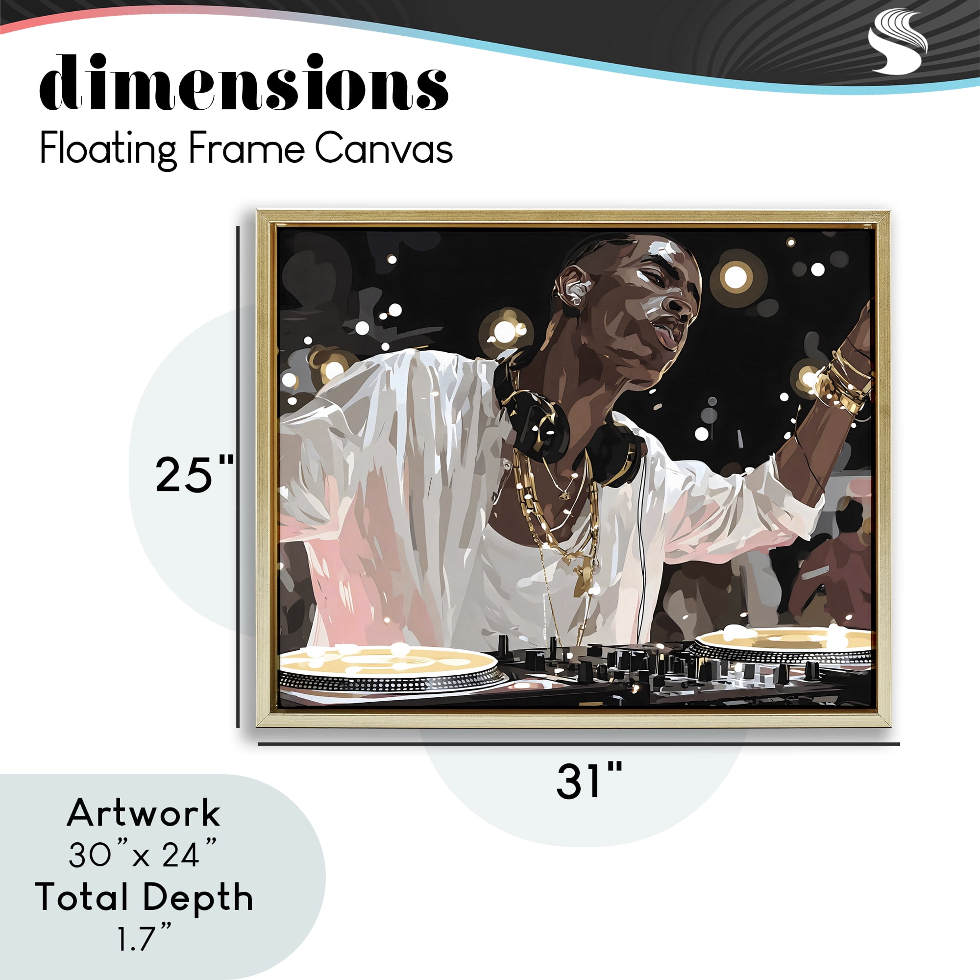 Stupell Industries Music In His Soul Gold Framed Floater Canvas Wall Art, design by Franklyn Gregory