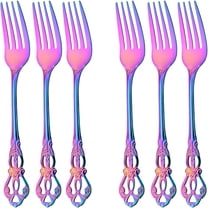 ACDANC 6pcs Basic Rainbow Fork,Stainless Steel Dinner Fork With Handle,Metal Forks Set For Eating Salad Fish,Mirror Finish