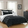 thumbnail image 3 of Keppel 10 Piece Comforter Set Complete Bed in a Bag Pleated Ruffles and Reversible Print Bedding with Sheet Set, 3 of 5