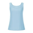 thumbnail image 5 of Bmawag Plus Size Women's Tank Tops Sleeveless Crew Neck Solid Color Sweatshirt Women's Winter Casual Loose Pullover Tops Light Blue M, 5 of 7