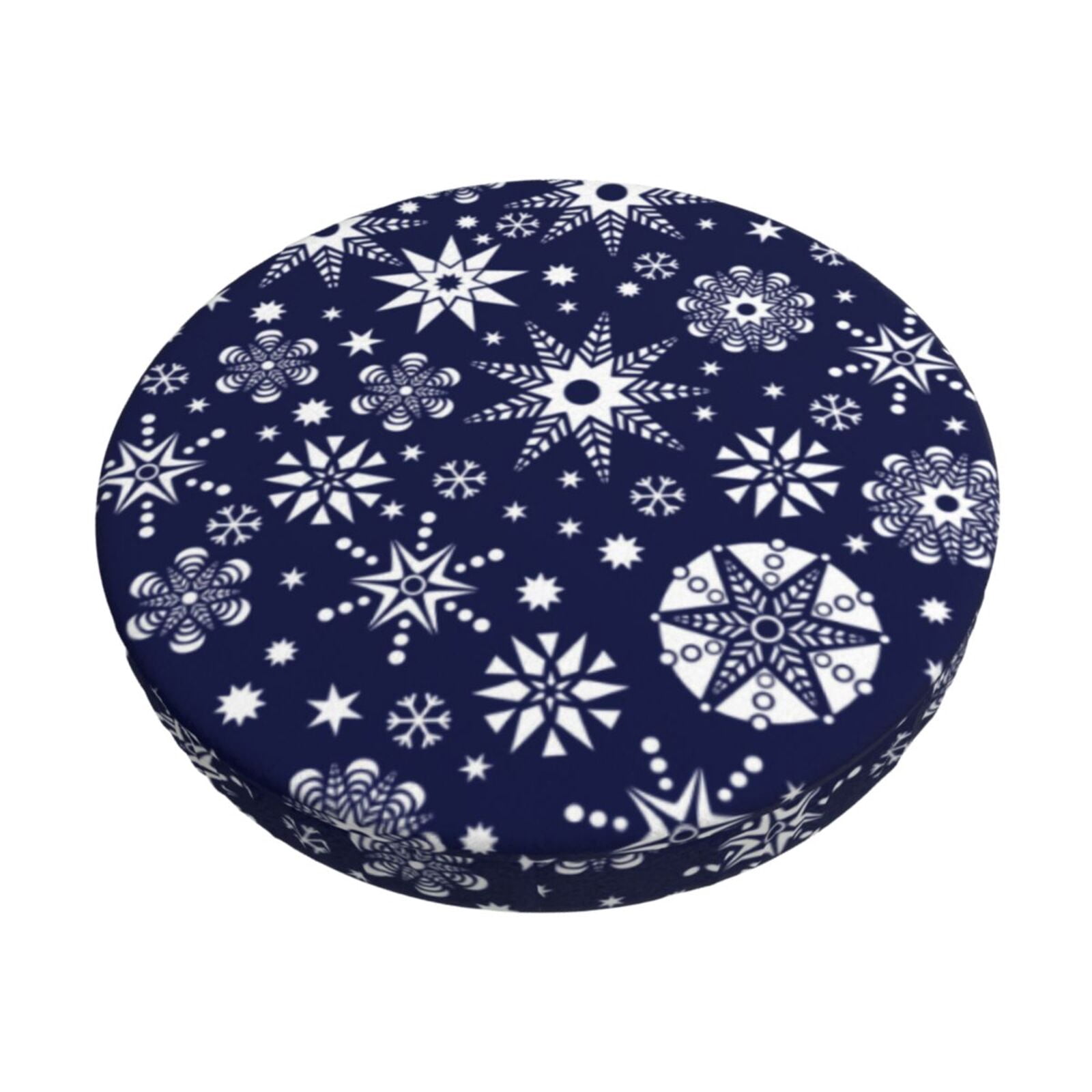 Easygdp Snowflakes2 Print Easy To Install Bar Stool Covers&Stool Covers Round&Elastic Stool Cover, Barstool Covers,Washable&Bottom With Elastic Edge-13 inch
