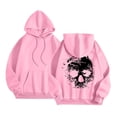thumbnail image 5 of NinXxx Women's Print Pullover Hoodie Streetwear Drawstring Pouch Pocket Pink M, 5 of 7
