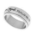 thumbnail image 3 of 8mm Stainless Steel Women's Men's Inspirational Spinner Ring - Be Still and Know That I am God Psalm 46:10 Religious Christian Ring, 3 of 5