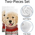 thumbnail image 2 of Soft Hand Fingertip Towels, 2 Pcs Face Bath Towels Cute Golden Retriever Dog in Christmas Sweater Absorbent Washcloths for Bathroom Hotel Kitchen, 30"x15", 2 of 6