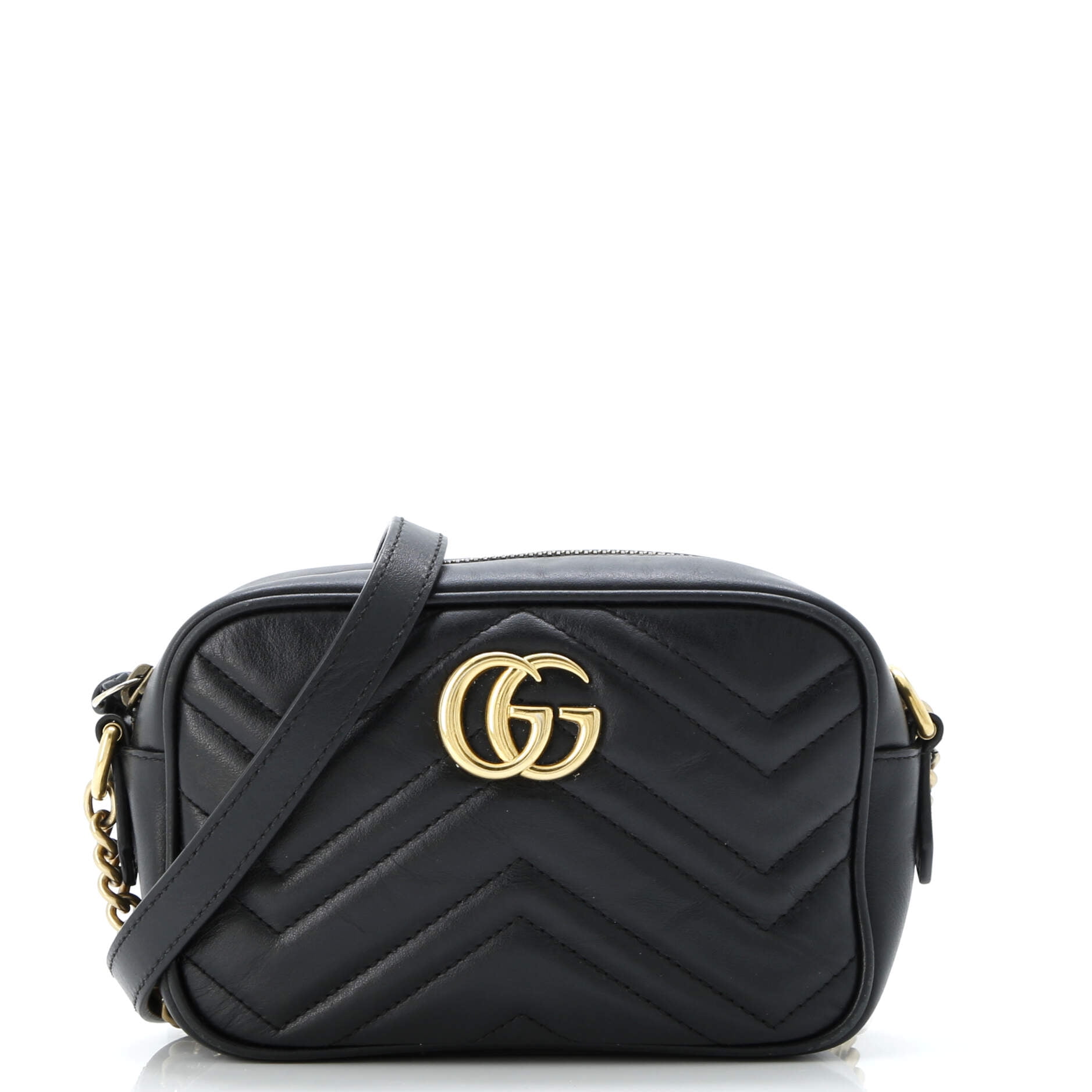 Pre-Owned Gucci GG Marmont Shoulder Bag Matelasse Leather Mini By Rebag