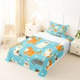 thumbnail image 3 of Manfei Cute Cat Animal Twin Sheets, Cartoon Love Heart Bedding, Light Blue, 3-Piece, 1 Flat Sheet, 1 Fitted Sheet and 1 Pillowcase, 3 of 6