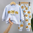 thumbnail image 2 of masbird Little Boys Girls Pajamas Sets Dinosaur Cotton 2 Piece Toddler Clothes Kids Pjs Fall Winter Sleepwear 6-12 Months 12-24 Months 2t 3t 4t 5t 6t 7t 8t 9t Children(Light Blue,1-2 Y), 2 of 5