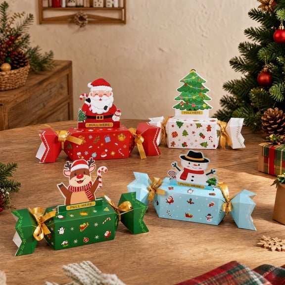 Clearance!4PCS Candy Christmas Money Holder Box for Cash Gift Pull, Surprise Gifts Box for Money Christmas DIY Set, Funny Ways to Give Cash