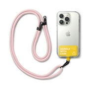 Ringke Holder Link Tarpaulin Yellow Strap [Strap + Phone Tether Tab] for Cell Phone Case, Adjustable Lanyard Strap with Anti-Tearing Technology Pads for Universal Smartphone - Pink