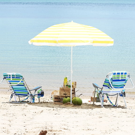 Pinypikaka Backpack Beach Chairs Set of 2, Lightweight Aluminum Folding Chairs with 5-Position Adjustable Backrest, Cooler, Towel Bar, Storage Pockets and Removable Pillow