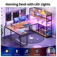 thumbnail image 2 of 63 Inch U-Shaped Desk with Power Outlet & LED Lights, Reversible Gaming Desk with 5-Tier Storage Shelves, Computer Desk with Spacious Desktop, Corner Desk for Home Office, Rustic Brown, 2 of 8