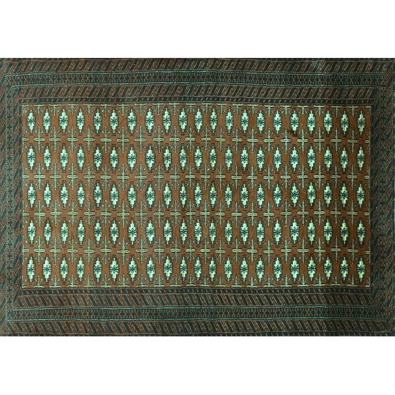 Ahgly Company Indoor Rectangle Southwestern Turquoise Blue Country Area Rugs, 5' x 7'