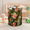 thumbnail image 7 of Qzaxky Leopard Flower Rose Laundry Basket Organizer Foldable Tall Large Laundry Basket Collapsible Folding Laundry Basket Dirty Clothes Fabric, 7 of 7