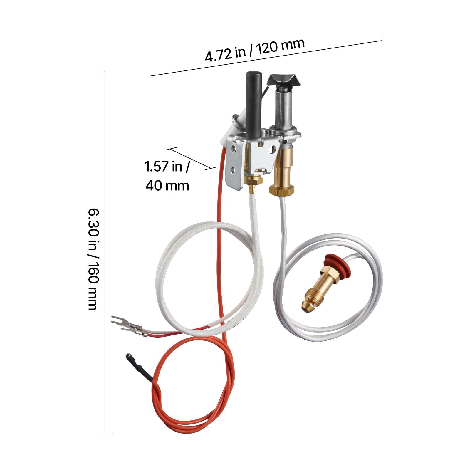 Natural Gas Fireplace Pilot Assembly, Two 24in Parts + 20in Thermopile Flame Monitoring, OEM Standard Replacement for Gas Fireplace Heating Stove